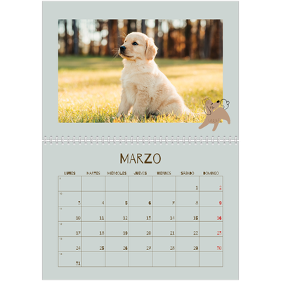 Calendario personalizado doble A4 — Cachorro juguetón [Marzo]