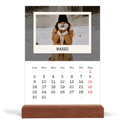 Calendario de mesa con base de madera - vertical  — La edición de retratos [Marzo]