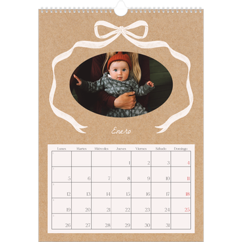 Calendario personalizado A3 — Papel kraft y lazo