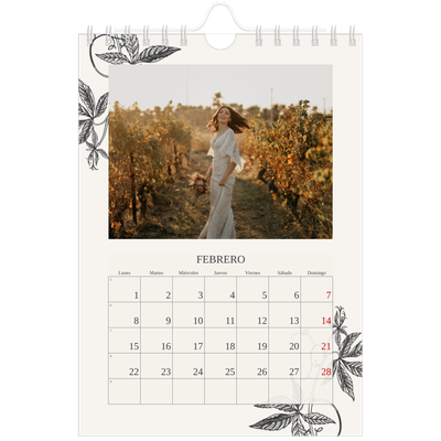 Calendario personalizado A5 — Tinta y hiedra [Febrero]