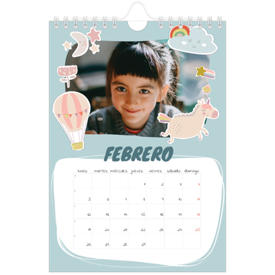 Calendario personalizado A5 — Unicornio arcoíris [Febrero]