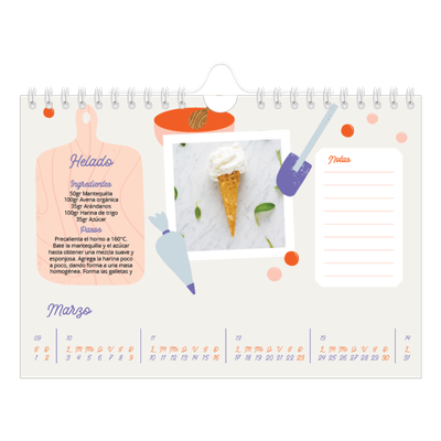 Calendario personalizado A5 — Año en recetas [Marzo]