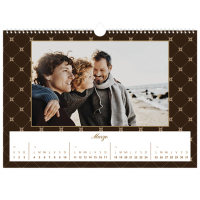 Calendario A3 horizontal — Vintage monocromo [Marzo]