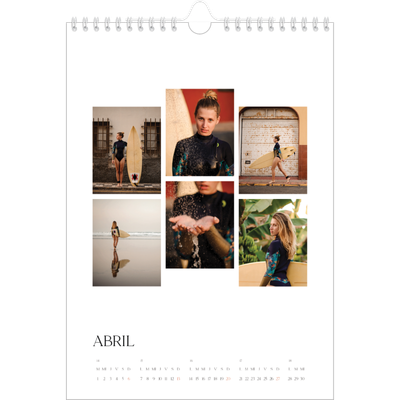 Calendario personalizado A4 — Atardeceres surferos [Abril]