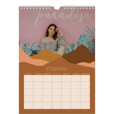 Calendario personalizado A4 — Montañas neutrales [Febrero]