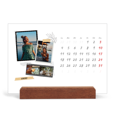 Calendario de mesa con base de madera - apaisado  — Scrapbook con estilo [Enero]