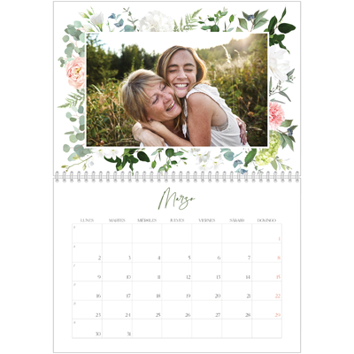Calendario personalizado doble A4 — Flores tradicionales [Marzo]