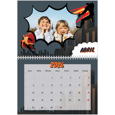 Calendario personalizado doble A4 — Libro de cómics [Abril]