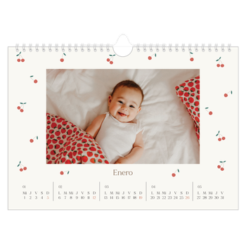 Calendario personalizado A4 horizontal  — Pequeñas cerezas