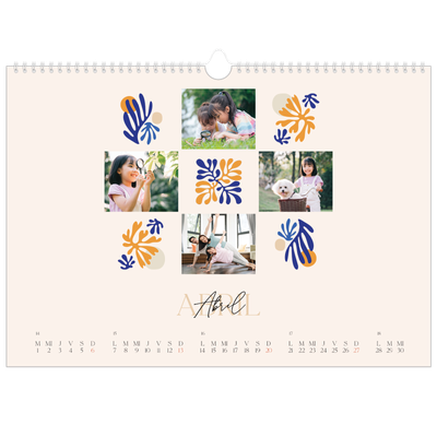 Calendario A3 horizontal — Coral minimalista [portada]