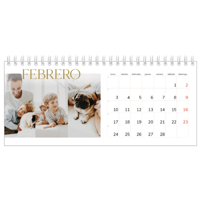 Calendarios de mesa — Texto dorado grande [Febrero]