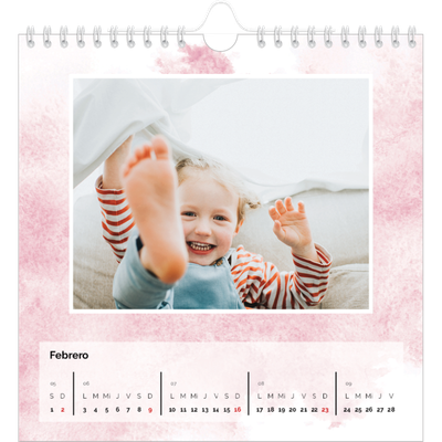 Calendarios Cuadrados — Fondos de acuarela [Febrero]