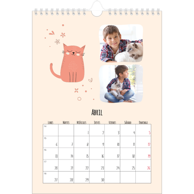 Calendario personalizado A4 — Gatos y garabatos [Abril]