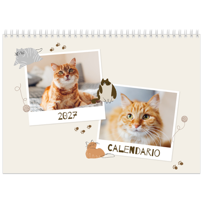 Calendario personalizado doble A4 — Gatito juguetón [portada]