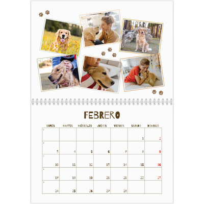 Calendario personalizado doble A4 — Cachorro juguetón [Febrero]