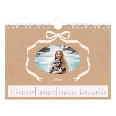 Calendario personalizado A5 — Papel kraft y lazo [Marzo]