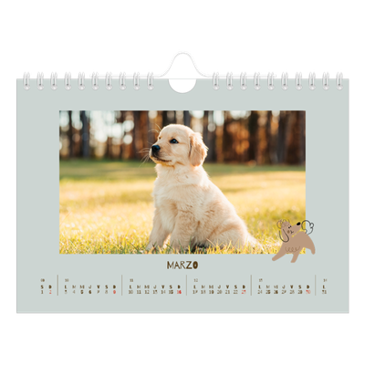 Calendario personalizado A5 — Cachorro juguetón [Marzo]
