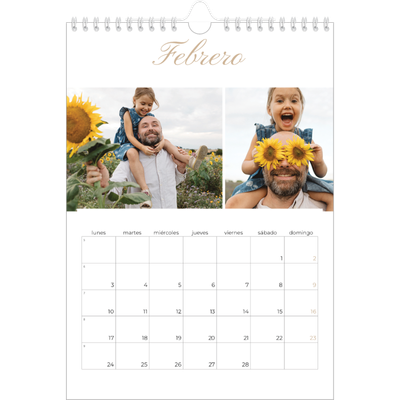 Calendario personalizado A4 — Cajas de tiras de fotos [Febrero]