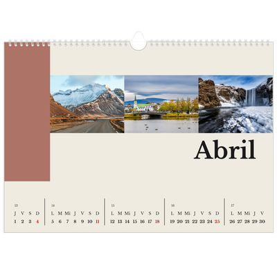 Calendario A3 horizontal — Lugares del mundo [Abril]