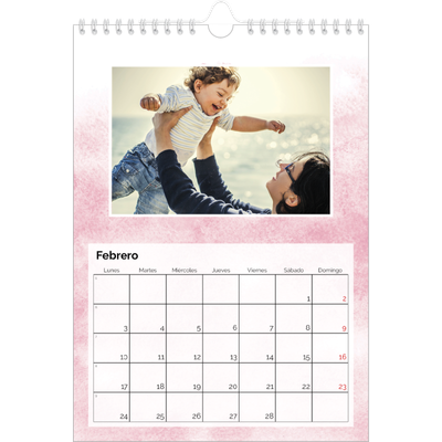 Calendario personalizado A4 — Fondos de acuarela [Febrero]
