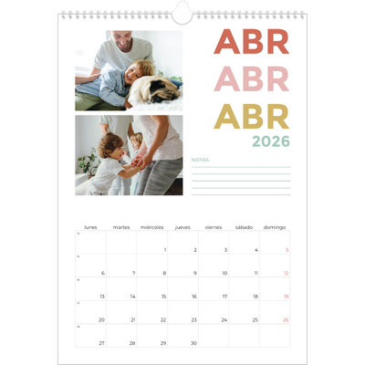 Calendarios A3 — Tipografía colorida [Abril]