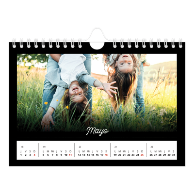 Calendario personalizado A5 — Negro minimalista [portada]