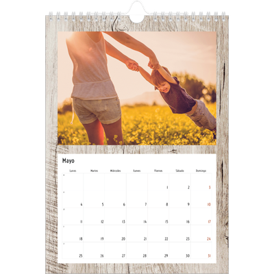 Calendario personalizado A4 — Madera [portada]