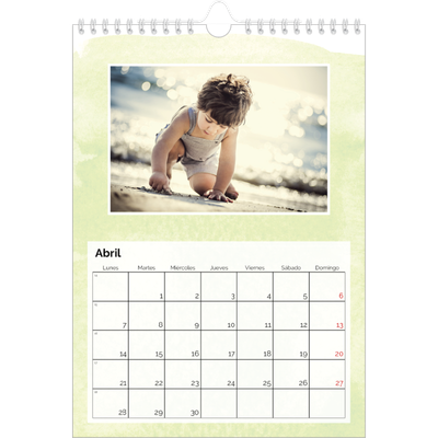 Calendario personalizado A4 — Fondos de acuarela [Abril]