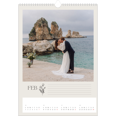 Calendarios A3 — Iniciales en flor [Febrero]