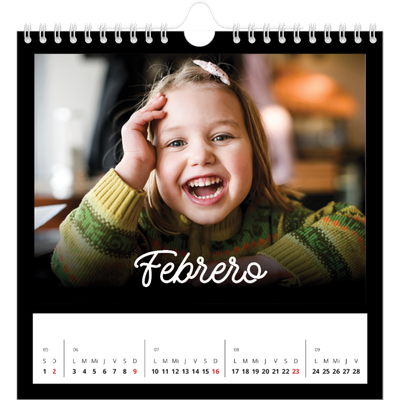 Calendarios Cuadrados — Negro minimalista [Febrero]