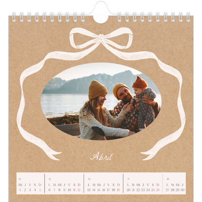 Calendarios Cuadrados — Papel kraft y lazo [Abril]