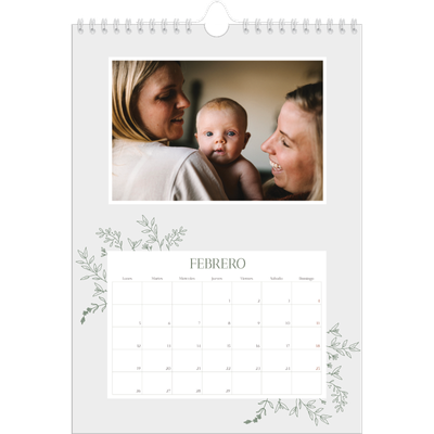 Calendario personalizado A4 — Flores dibujadas [Febrero]