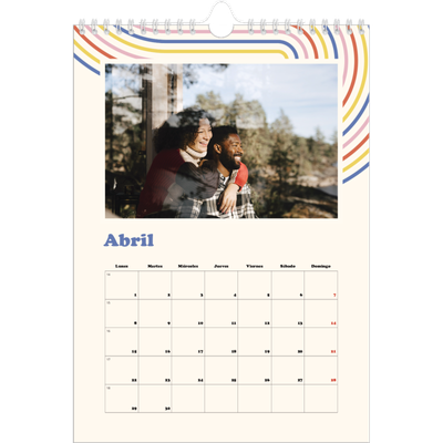 Calendario personalizado A4 — Líneas retro [Abril]