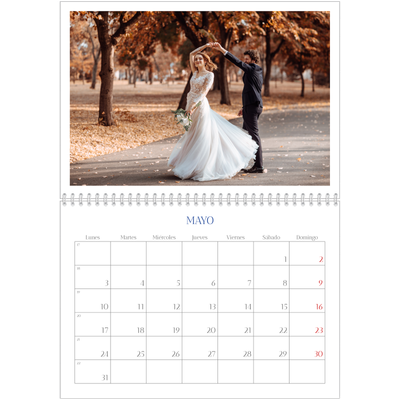 Calendario personalizado doble A4 — Clásico cobalto [Mayo]