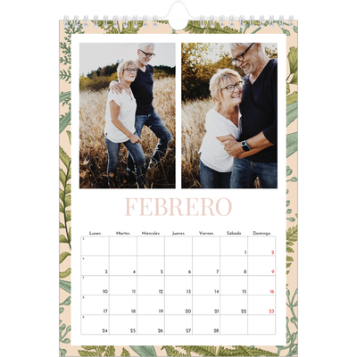 Calendario personalizado A4 — Tapiz floral [Febrero]