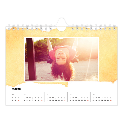 Calendario personalizado A5 — Fondos de acuarela [Marzo]