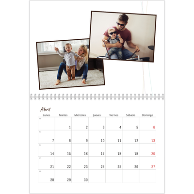Calendario personalizado doble A4 — Papel de regalo floral [Abril]