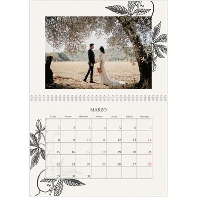 Calendario personalizado doble A4 — Tinta y hiedra [Marzo]
