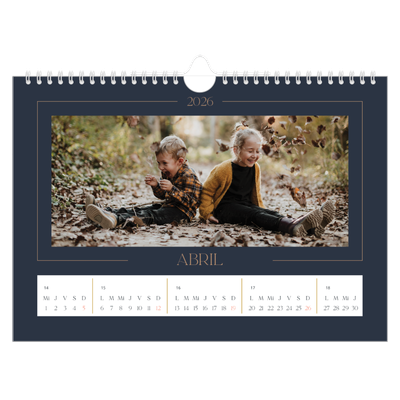 Calendario A4 horizontal — Azul de Prusia [Abril]
