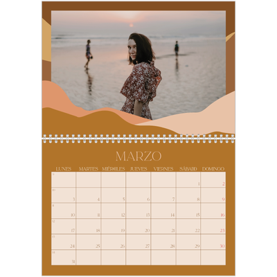 Calendario personalizado doble A4 — Montañas neutrales [Marzo]