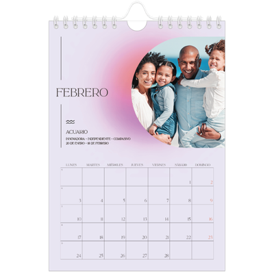 Calendario personalizado A5 — Degradado astrológico [Febrero]