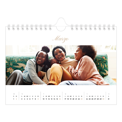 Calendario personalizado A5 — Cajas de tiras de fotos [Marzo]