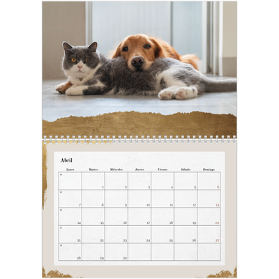 Calendario personalizado doble A4 — Classic Gold [Abril]