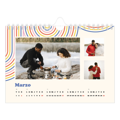 Calendario personalizado A5 — Líneas retro [Marzo]