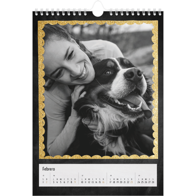 Calendario personalizado A4 — Marcos de purpurina [Febrero]