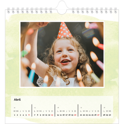 Calendarios Cuadrados — Fondos de acuarela [Abril]