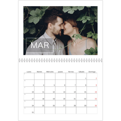 Calendario personalizado doble A4 — Fecha superpuesta [Marzo]