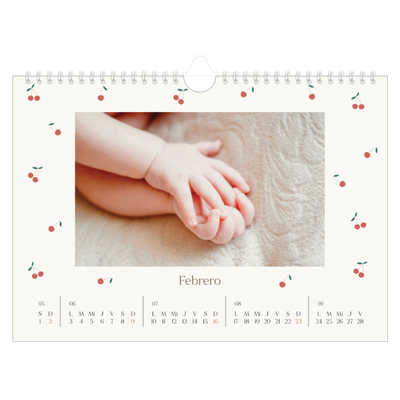 Calendario A4 horizontal — Pequeñas cerezas [Febrero]