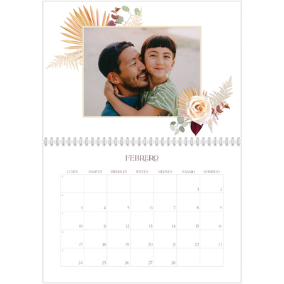 Calendario personalizado doble A4 — Boho [Febrero]