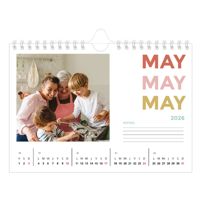 Calendario personalizado A5 — Tipografía colorida [portada]